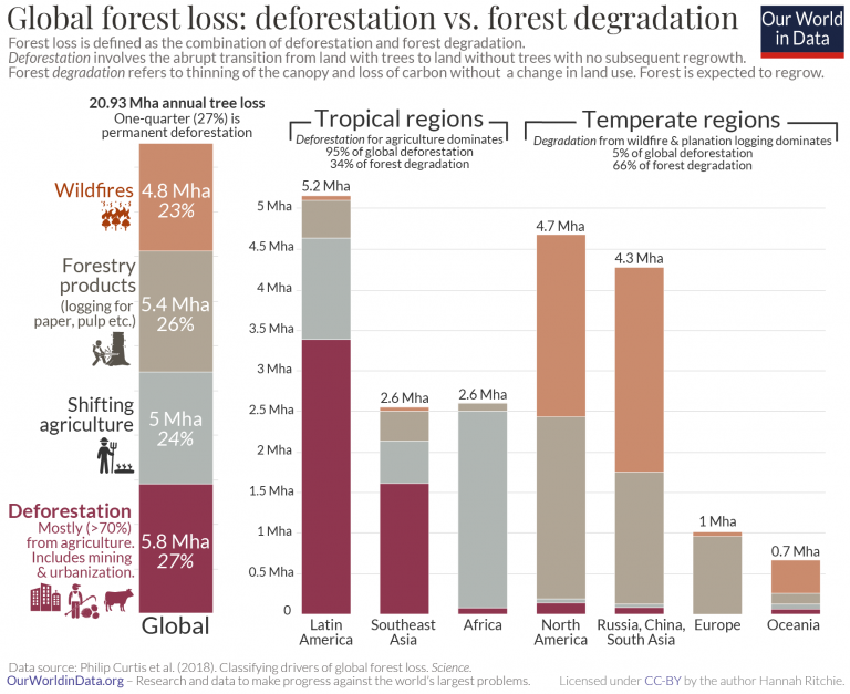Forest loss by driver and region