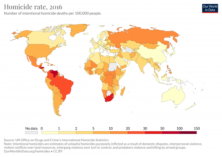 Intentional homicides per 100000 people